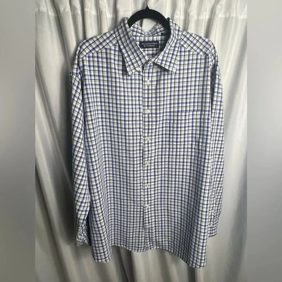 Roundtree & Yorke Men’s Button Down Plaid Size 2XB Cotton Long Sleeve - Picture 1 of 7